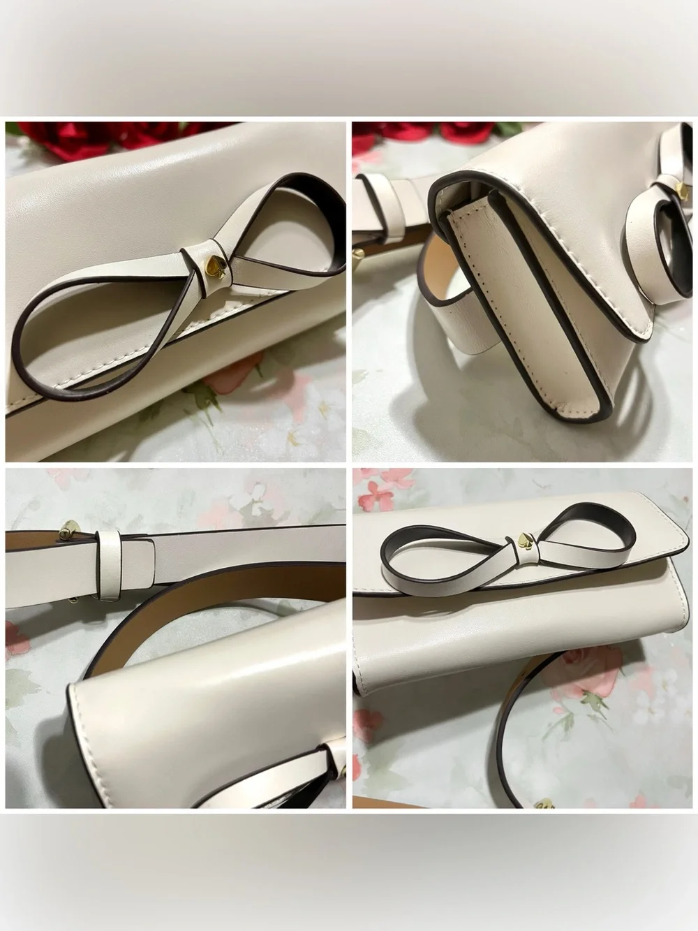 Kate Spade Women's Genuine Leather Belt Bag - White/Ivory with Bow Detail - S/M